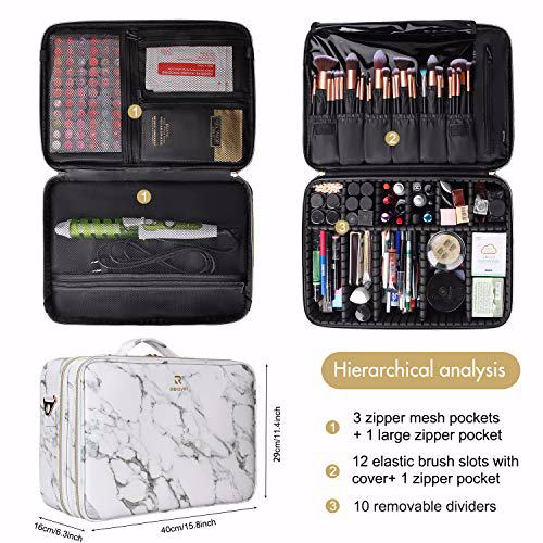 MONSTINA Marble Makeup Bags,Portable Organizer Bag Travel Case Professional 3