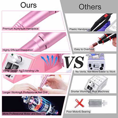 SUBAY Professional Finger Toe Nail Care Electric Nail Drill Machine Pink 4