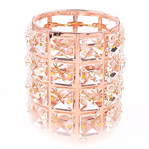 AKOAK 1 pack Crystal Makeup Brush Holder Office Supplies Storage Rack Office Rose Gold 2