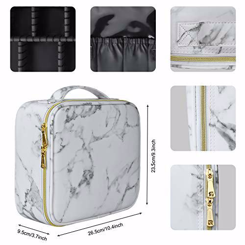 MONSTINA Train Cases Professional Travel Bag Cosmetic Cases Marble White 5