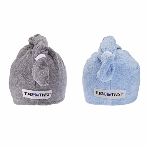 Turbie Twist Microfiber Hair Towel Wrap, Gray / Blue 5