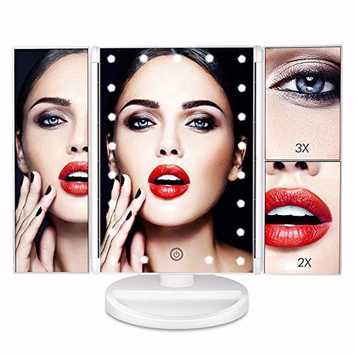 deweisn Tri-Fold Lighted Vanity Mirror with 21 LED Lights White 6