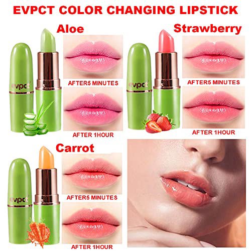 BINGBRUSH 3 Pcs Aloe Color Changing Lipstick Carrot Strawberry 4