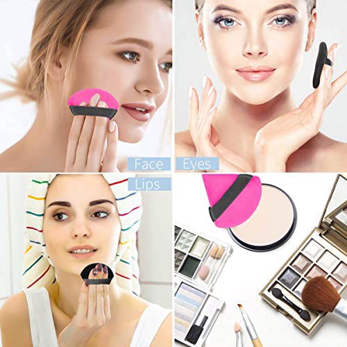 Pimoys 6 Pieces Powder Puff Face Soft Triangle Makeup Black and Rose Red 7