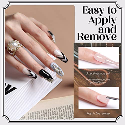 Modelones Gel Nail Polish Set Black White Gel Polish Kit 6 Colors 6