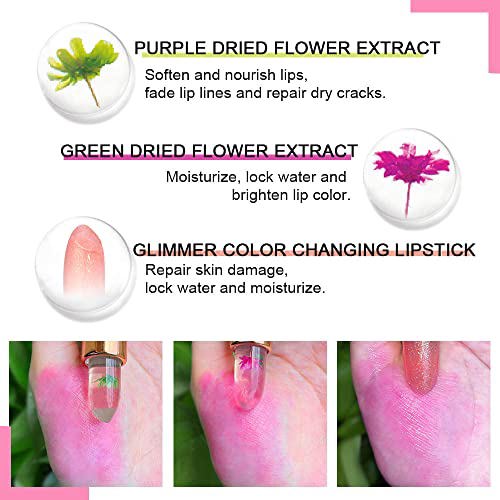 BINGBRUSH 3 Pcs Flower Color Changing Lipstick,Shimmer Long Lasting Lip Care 2