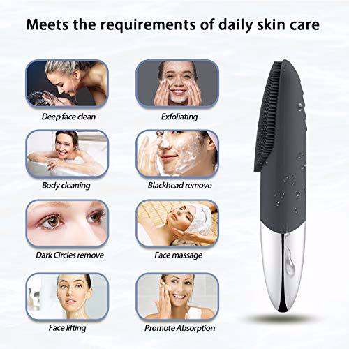 Uimoky Facial Cleansing Brush, 3-in-1 Electric Silicone Face Scrubber 5
