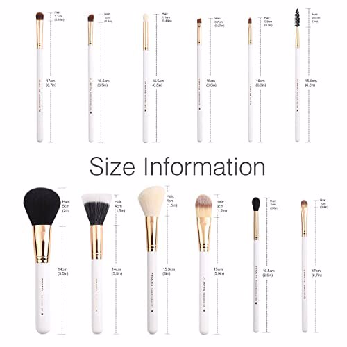 Zoreya Travel Makeup Brush Set, White 9