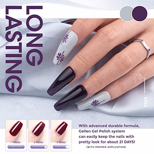 Gellen Gel Nail Polish Set, Wine Nude Grays 3