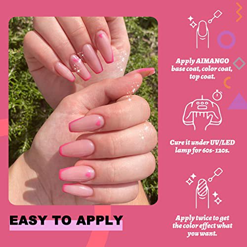 AIMANGO Valentine's Day Gel Nail Polish Set, Pink Fantasy 4