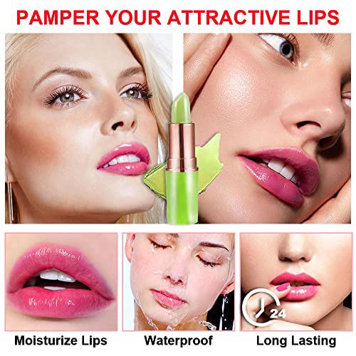 BINGBRUSH 2 Pcs Aloe Vera Color Changing Lipstick Queen Lip Tints 5
