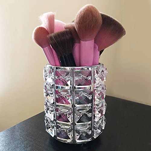 LUGUNU Makeup Brush Holder Organizer Golden Crystal Bling Personalized Gold Comb Brushes 3