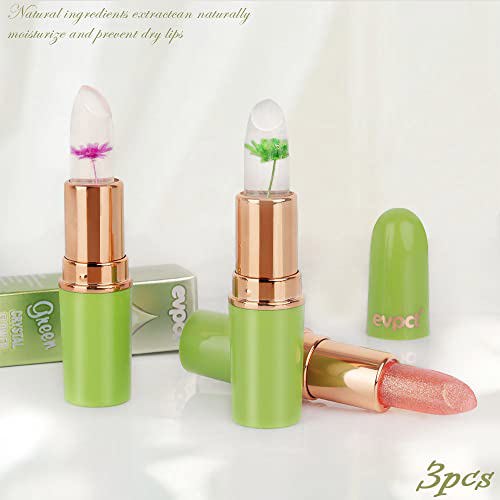 BINGBRUSH 3 Pcs Flower Color Changing Lipstick,Shimmer Long Lasting Lip Care 8