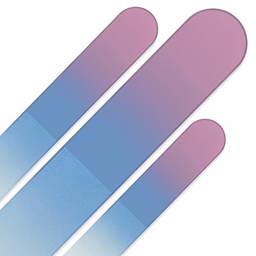 Mont Bleu Best Set of 3 Glass Nail Files in Velvet Pouch Rainbow Colors 3