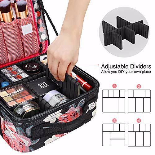 MONSTINA Train Cases Professional Travel Bag Cosmetic Cases Organizer Flower 4