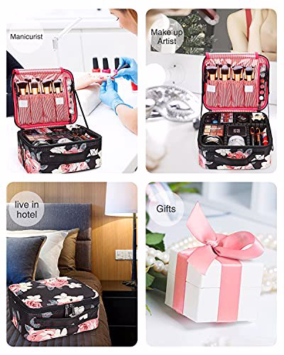Relavel Travel Makeup Train Case with Adjustable Dividers for Cosmetics 7