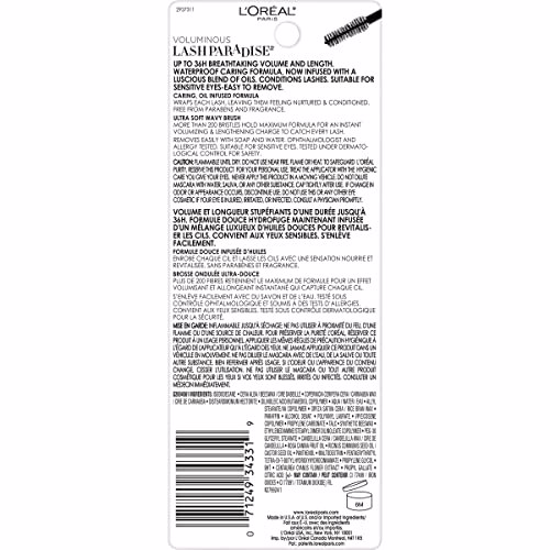 L'Oreal Paris Makeup Lash Paradise Waterproof Mascara Black 2