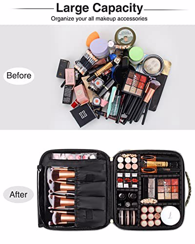 Relavel Travel Makeup Train Case Makeup Cosmetic Case Organizer Leopard, Beige 4