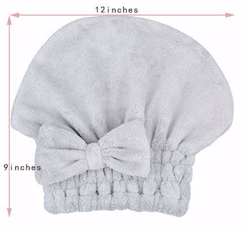 MAYOUTH Microfiber Hair Drying Towels Head wrap 2 Gray+ Darkgrey 3