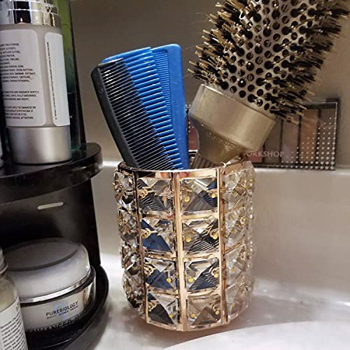 Makeup Brush Holder Organizer Crystal Vanity Decor Bling Crystal Pot 3
