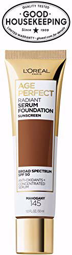 L'Oreal Paris Age Perfect Radiant Serum Foundation with SPF 50, Mahogany 9
