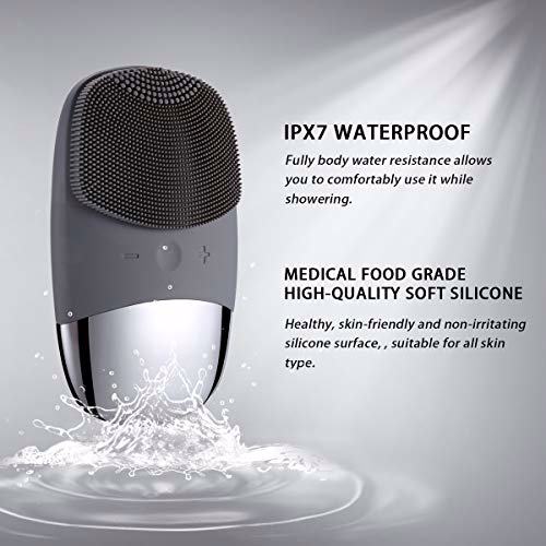 Uimoky Facial Cleansing Brush, 3-in-1 Electric Silicone Face Scrubber 6