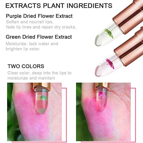 BINGBRUSH 2Pcs Crystal Flower Color Changing Lipstick Lip Tinted 2
