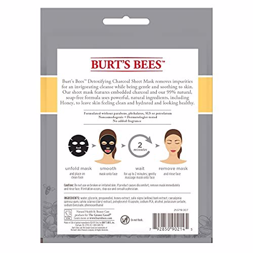 Burt's Bees Charcoal Facial Sheet Mask, Detoxifying Charcoal (6 Count) 7