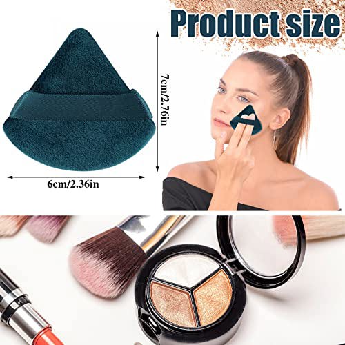 Pimoys 6 Pieces Powder Puff Face Soft Triangle Makeup Peacock Blue 6