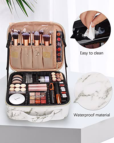 Relavel Travel Makeup Train Case Cosmetic Organizer with Adjustable Dividers 6