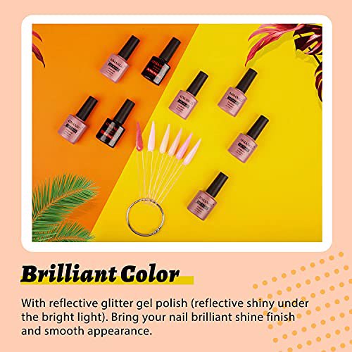 AIMANGO Valentine's Day Reflective Glitter Gel Nail Polish Kit 8
