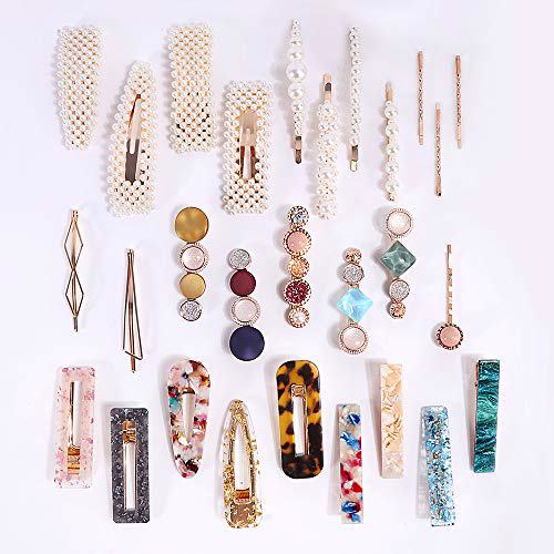 Magicsky 28 PCS Hingwah Pearls and Acrylic Resin Hair Clips 8