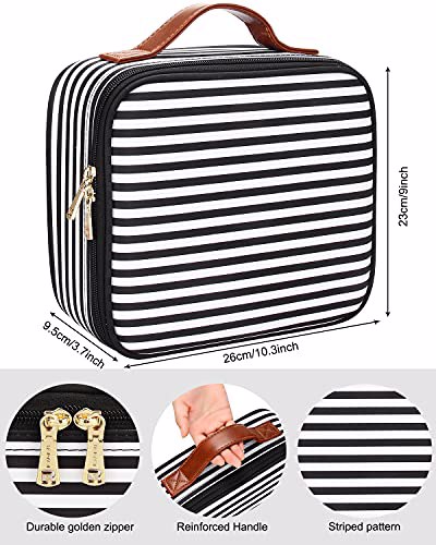 Relavel Travel Makeup Train Case Makeup Cosmetic Case Organizer Stripe 5