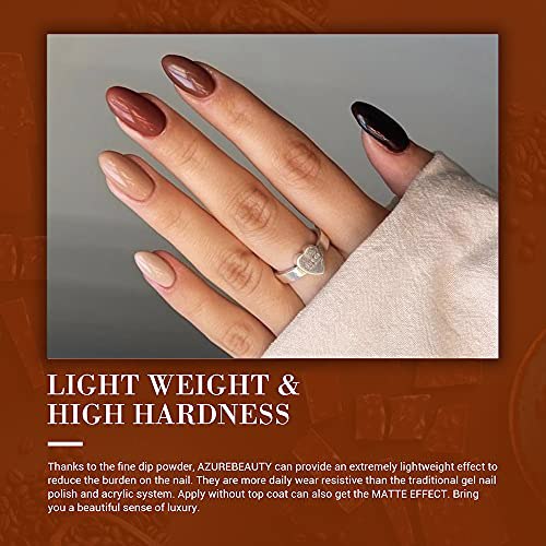 AZUREBEAUTY Dip Powder Nail Set, CA-Caramel coffee 5