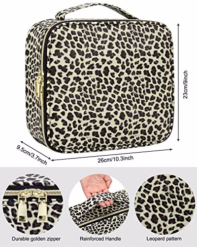 Relavel Travel Makeup Train Case Makeup Cosmetic Case Organizer Leopard, Beige 3