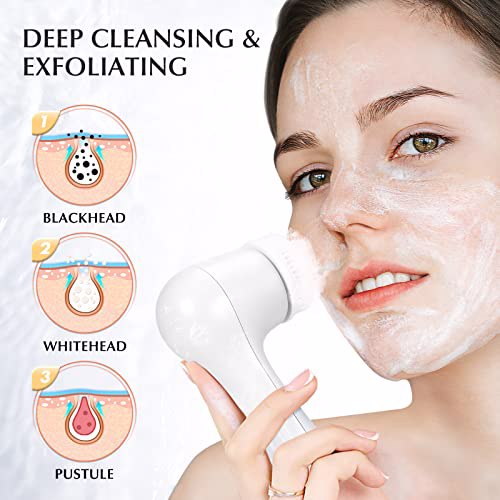 Facial Cleansing Brush Face Scrubber, 3.white 3