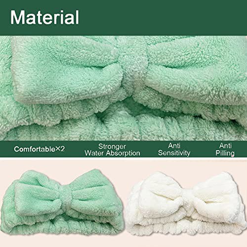 Jseng Microfiber Bowtie Headbands Beige+Mint 2