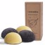 Natural Konjac Facial Sponges, Turmeric Yellow, Charcoal Grey Thumbnail 1
