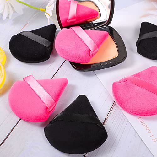 Pimoys 6 Pieces Powder Puff Face Soft Triangle Makeup Black and Red 5