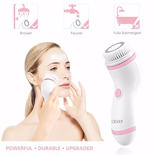 Waterproof Facial Cleansing Spin Brush Set, Pink 6