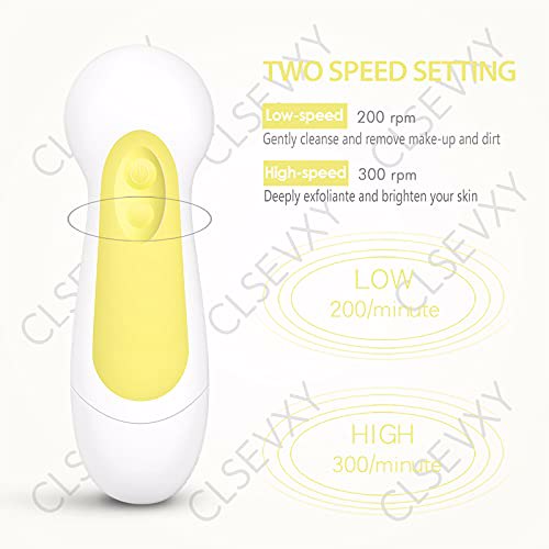 Waterproof Facial Cleansing Spin Brush Set 3 Exfoliating Brush Heads, Yellow 4