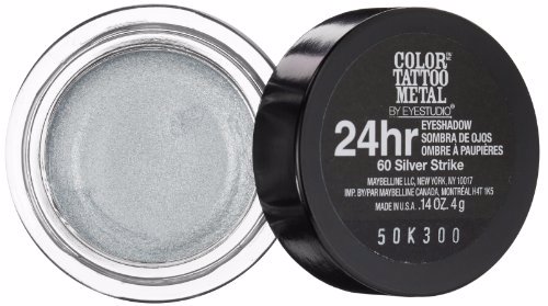Maybelline New York ColorTattoo Metal 24HR Cream Gel Eyeshadow, Silver Strike 2