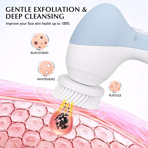 Facial Cleansing Brush Face Scrubber, Misty Blue 4
