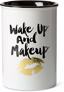 VOTUM Ceramic Makeup Brush Holder Storage with Cute Sayings Wake up and Makeup Thumbnail 2