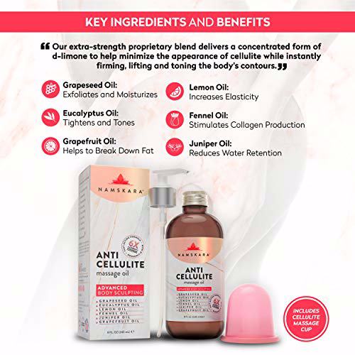NAMSKARA Grapeseed Oil & Grapefruit Essential Oil Anti Cellulite Treatment Massage Oil 3