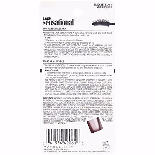 Maybelline Lash Sensational Washable Mascara Blackest Black 10