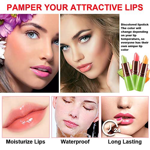 BINGBRUSH 3 Pcs Aloe Color Changing Lipstick Carrot Strawberry 3