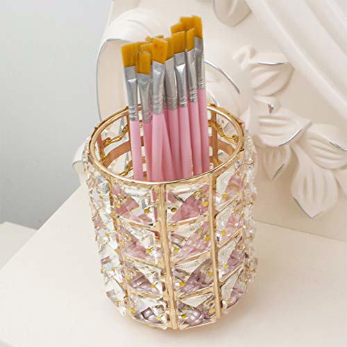 AKOAK 1 pack Crystal Makeup Brush Holder Office Supplies Storage Gold 2