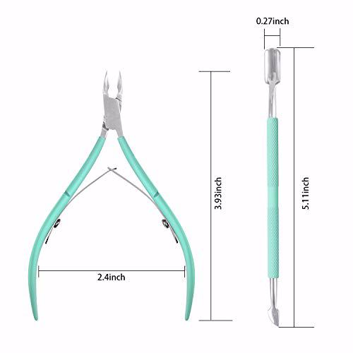 Ejiubas Cuticle Nipper with Cuticle Pusher, Green 7