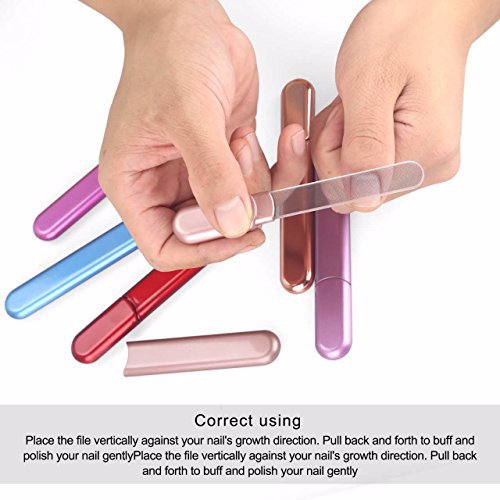 SixVector Premium Glass Nail File With Case Wine Red 4